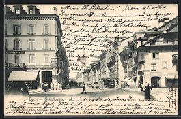 AK Bern, Strassenbahn in der Spitalgasse