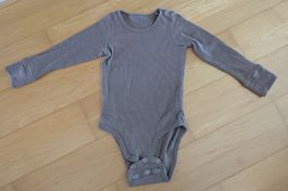 Lindex Langarm Gerippter Body, Braun, Gr. 86 (12-18M)