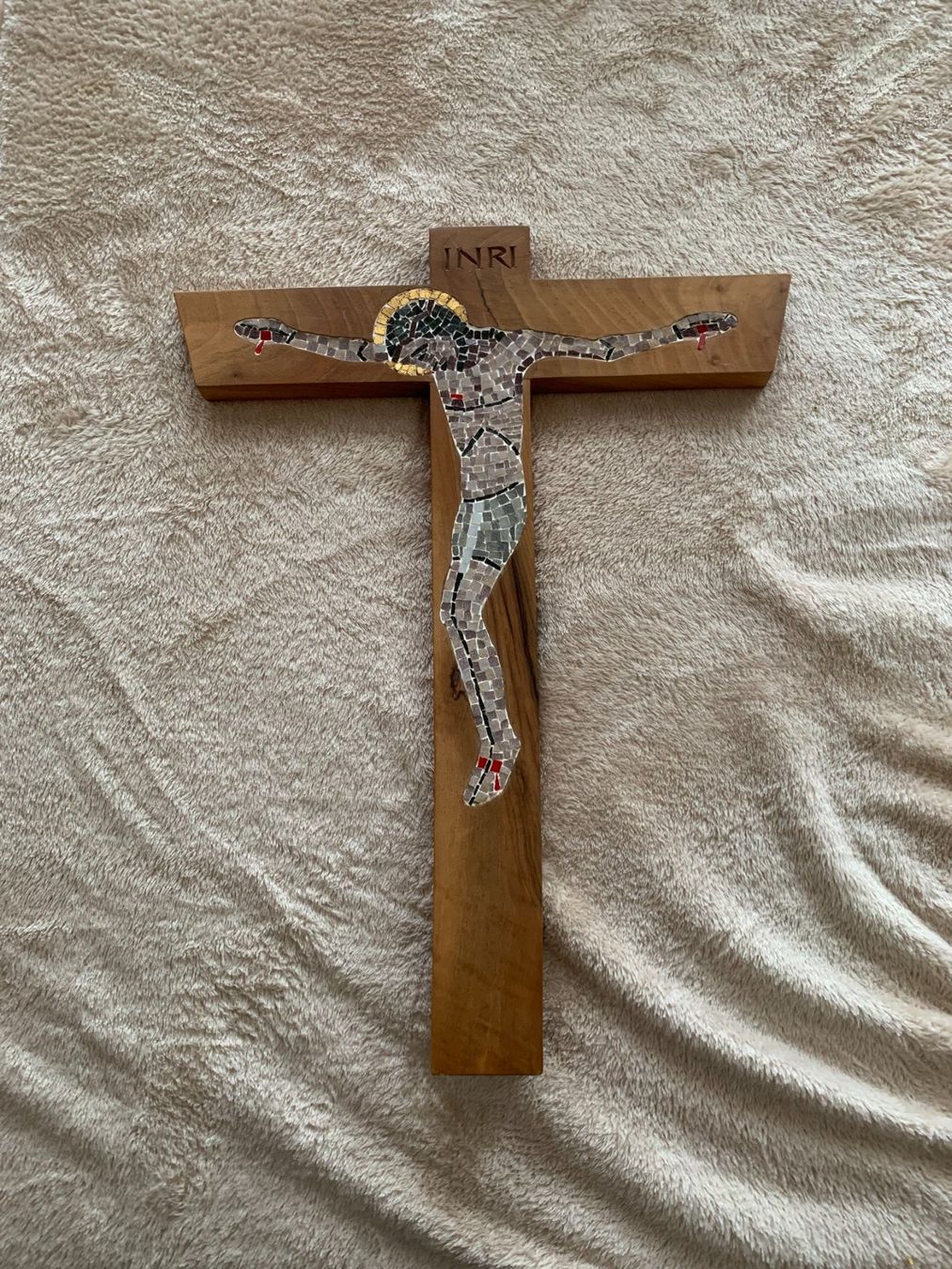 Skulpturen & Statuen: Einmaliges, Mosaik-Holzkreuz – Gebraucht aus Berneck von danilo5561