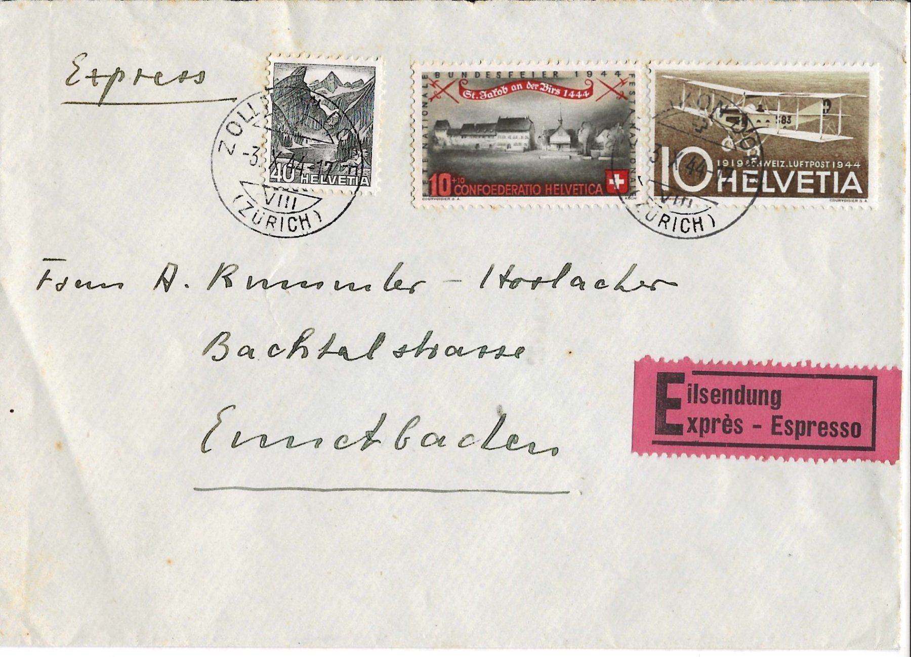 Tutti i francobolli: Eilsendung 1944, Frankatur – Usato da Frauenfeld venduto da Merk52