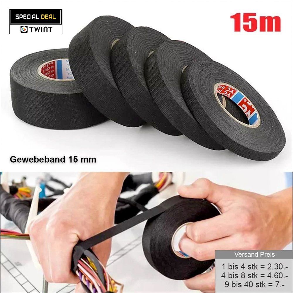 Rubans décoratifs: Gewebeband Isolierband Klebeband 15 mm – Neuf avec emballage d'origine à Chiasso par online.shop