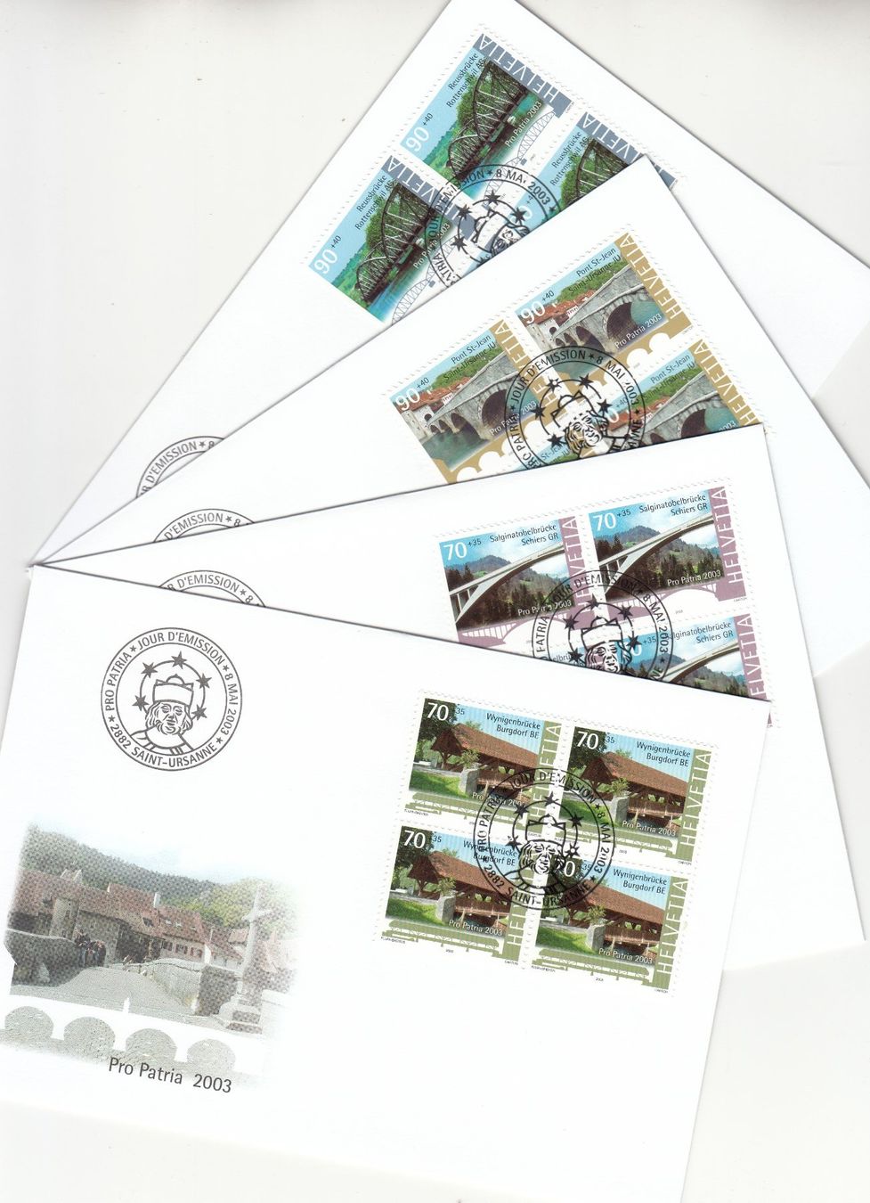 Tutti i francobolli: SBK B280 - B283 im 4er-Block FDC – Usato da Bürglen TG venduto da StampGraf