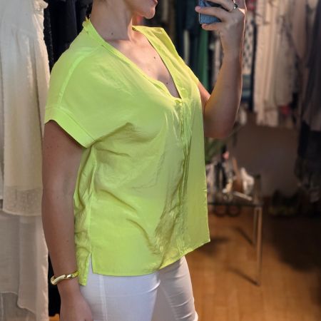 Luisa Cerano Designer Bluse Neon Gelbgrün Gr. 42