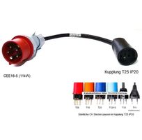 Stromadapter CEE16-5 Stecker auf T25 Kupplung IP20 für Innen