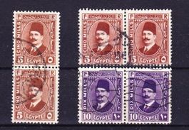Égypte - 3 blocs de 2 timbres - 1927-34 Obl.