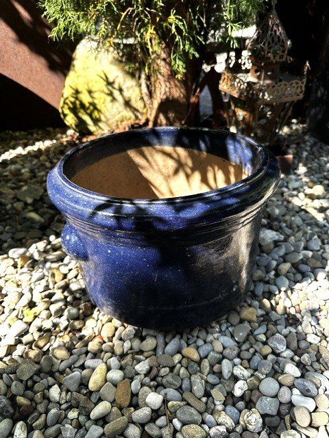 Pots de fleurs: gLaSieRteR bLauEr ToNtOpf – D'occasion à Winkel par zeho