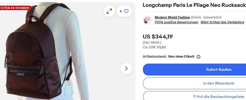 Longchamp Zaini: Rucksack Longchamp Le Pliage sac à dos – Usato da Collonges venduto da arashee 9