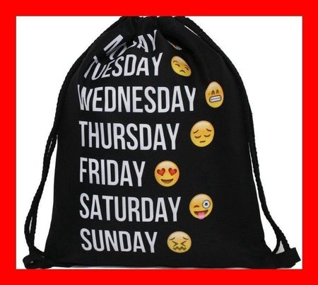 Badirucksack Smiley Wochentage SCHWARZ Emoji Schule Arbeit