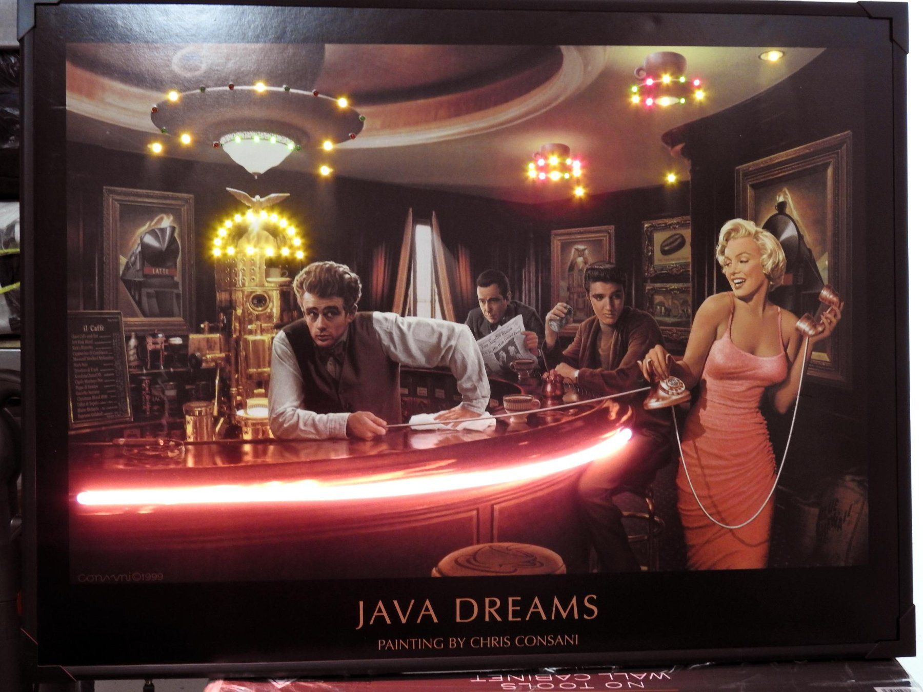 Poster & Bilder: Neon Leuchtbild Java Dreams - Elvis, Marilyn, Dean, Bogart – Gebraucht aus Zürich von  1