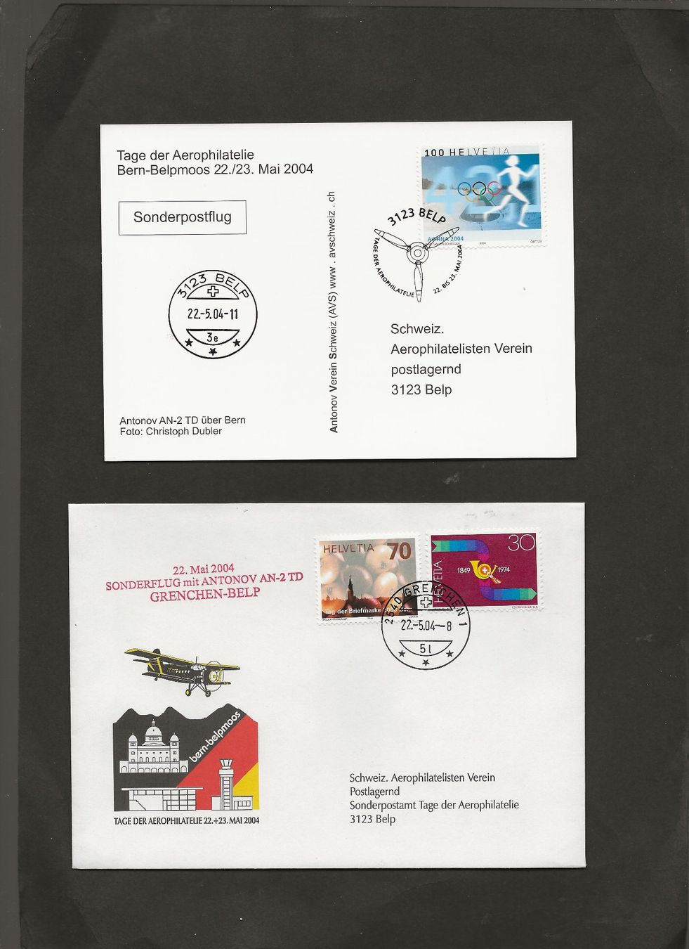 Tous les timbres: Flugpost Schweiz 2004 GRENCHEN BELP Sonderflug Luftpost – D'occasion à Au ZH par xelagreb01
