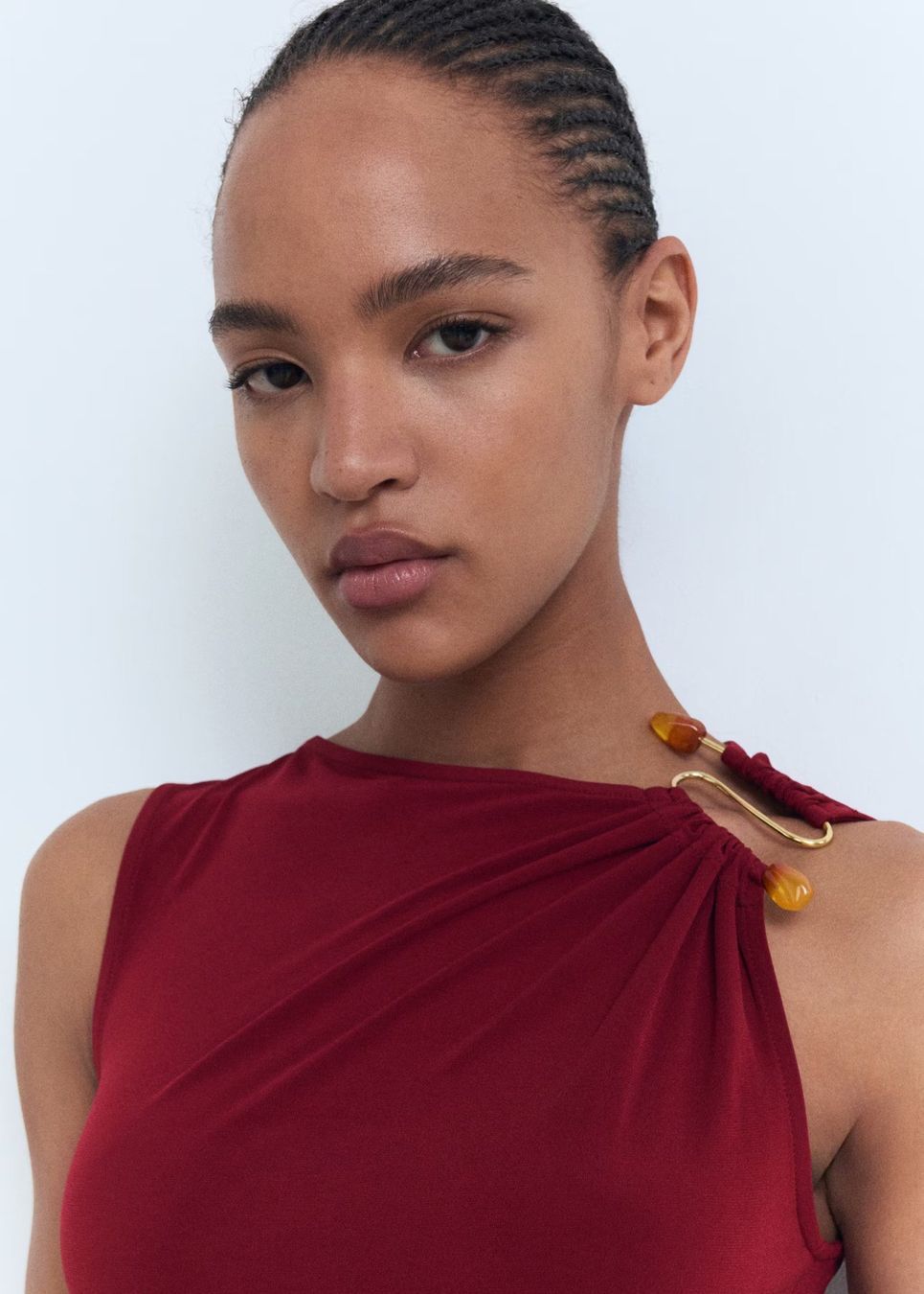 Mango Vestiti: Robe drapée bordeaux avec détail bijou Mango XL – Nuovo (secondo la descrizione) da Clarens venduto da fashionfou 2