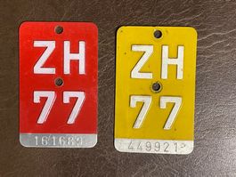 Velo & Töffli Nummer ZH 1977 # Mofa Fahrrad Kennzeichen Züri