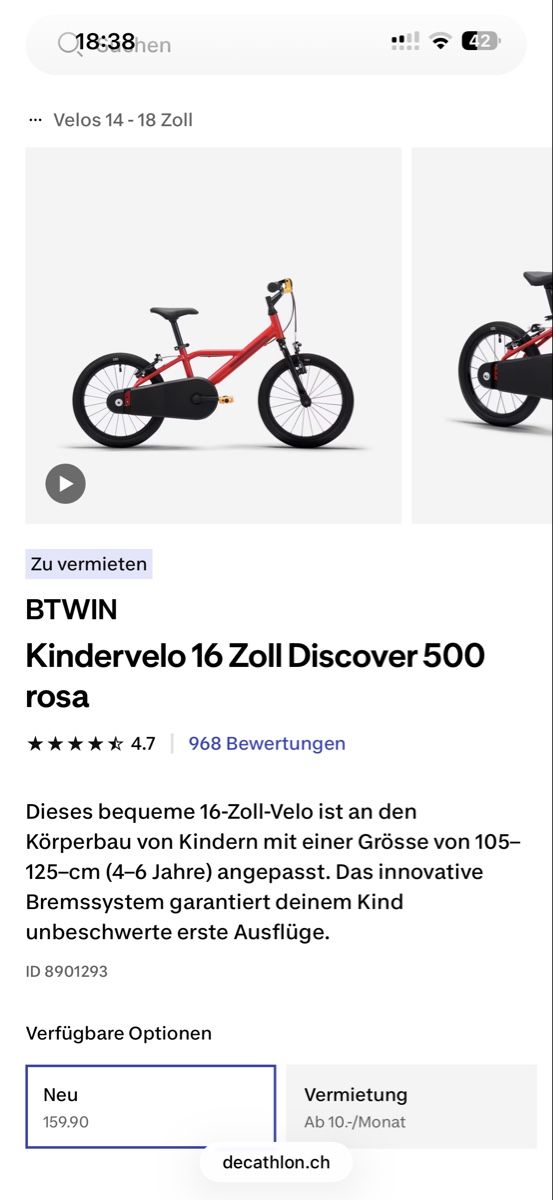 Decathlon Biciclette: Kindervelo 16 Zoll – Usato da Gossau SG venduto da laura_dema 5