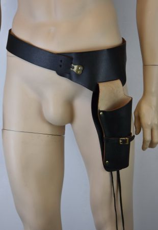 Edler Holster Pistolengürtel Echtleder schwarz /wie neu