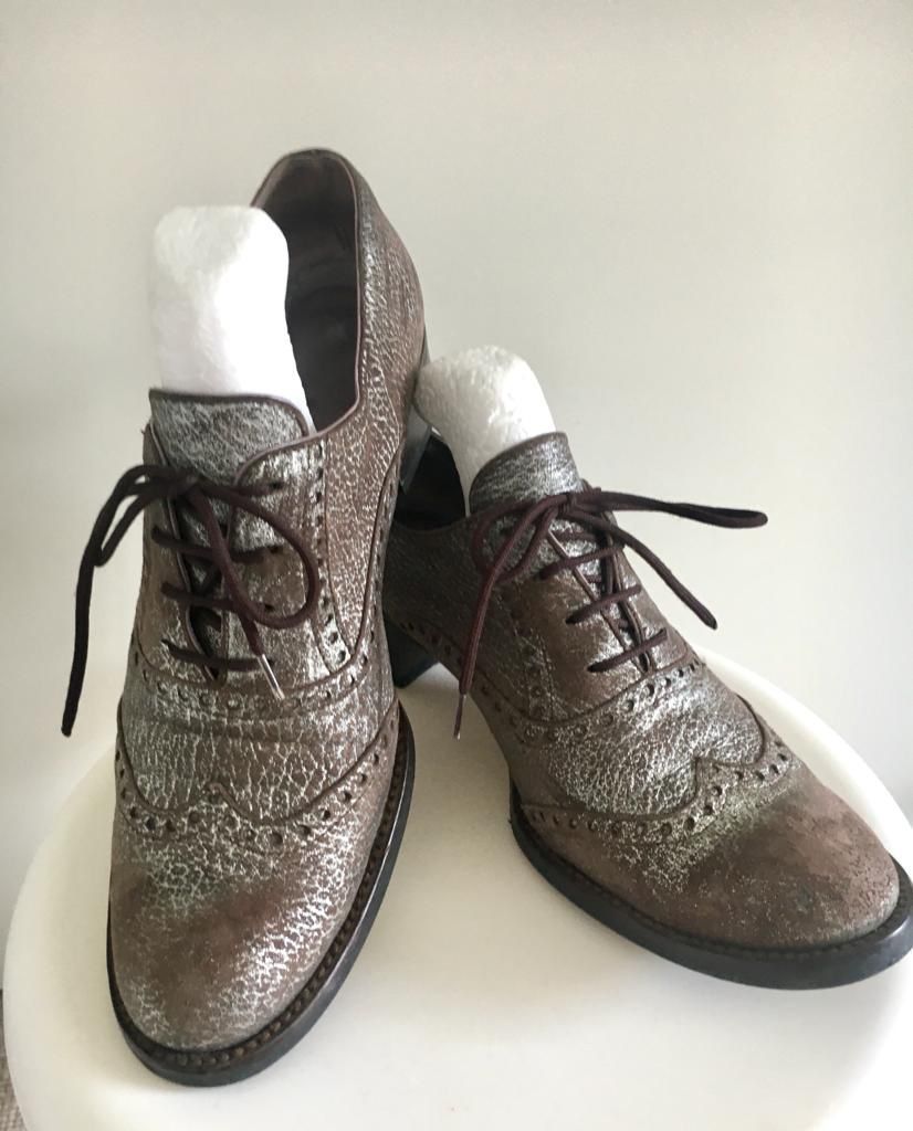 Maliparmi Damenschuhe: Maliparmi Schuhe, Gr 37 1/2, Leder, Silber/grau – Gebraucht aus Dornach von Snow54 2