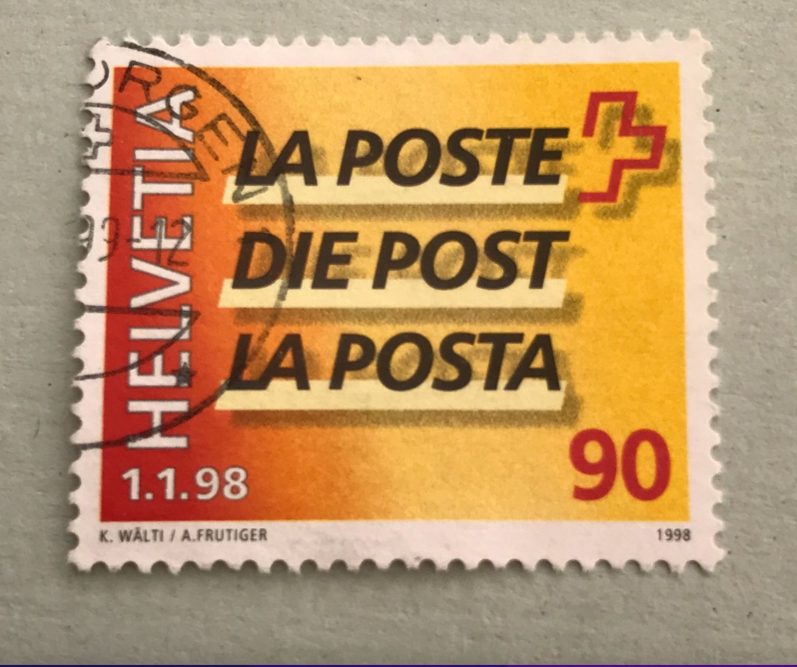 Alle Briefmarken: Nr.937 mit Stempel Abschleppdienst Schweizerischen PTT 1998 – Gebraucht aus Aarau von Billa007