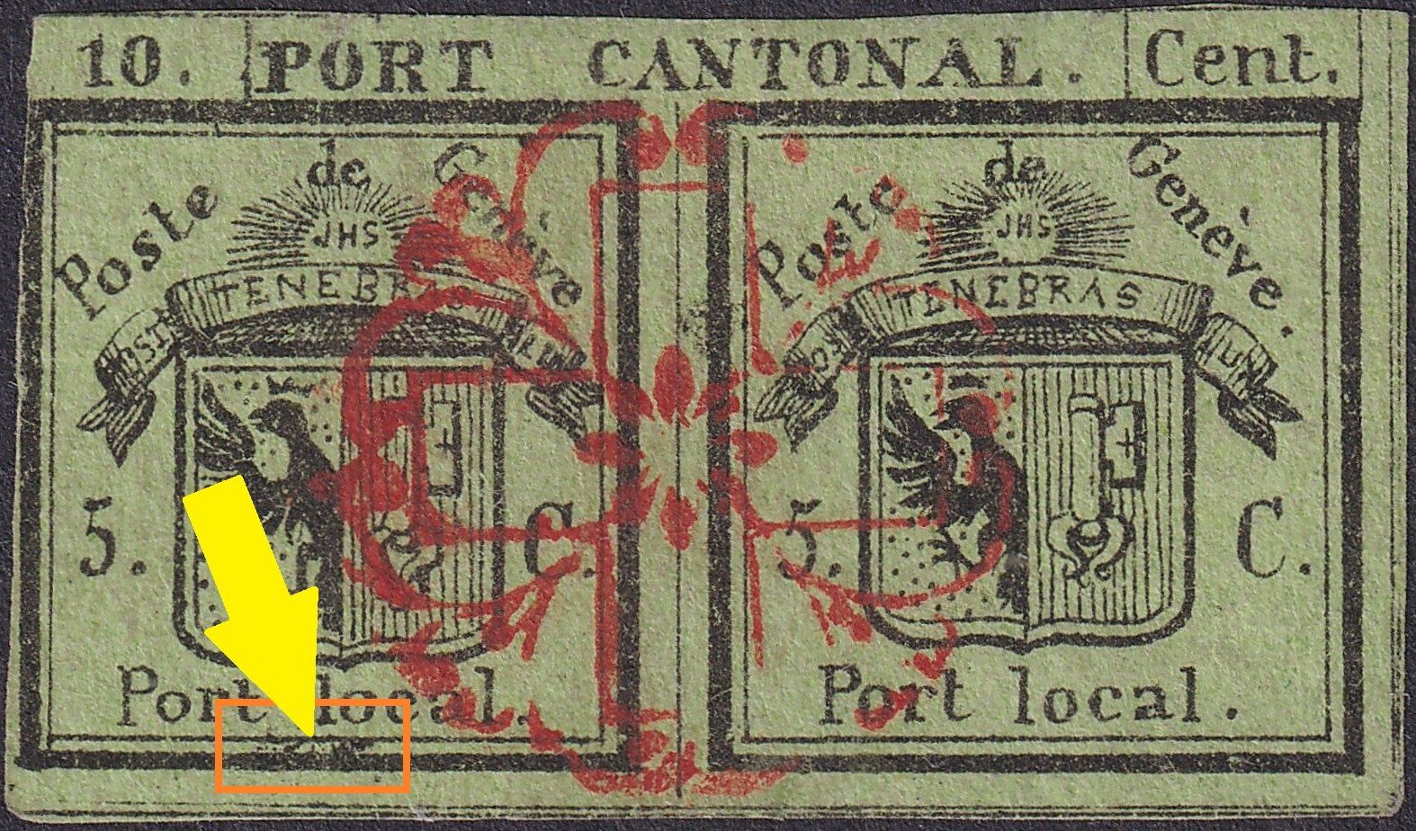 Tutti i francobolli: Wunderschöne Doppelgenf mit Plattenfehler, Kat: 58'000.-++ – Usato da Sursee venduto da Luzernerraute 1