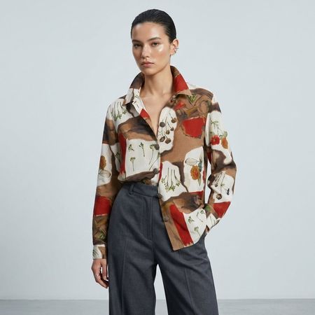 Chemisier vintage imprimé floral – boutons métal