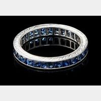 Bague / Ring Platine 18k set with genuine sapphires 🎁