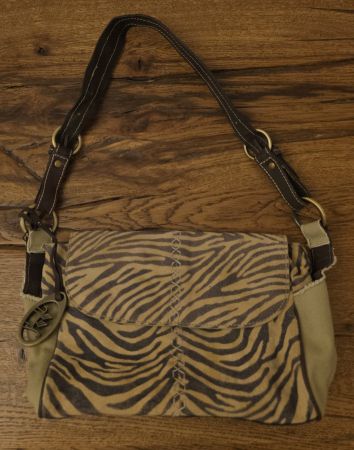 B. Cavalli Schultertasche mit Zebra-Print Vintage-Stil