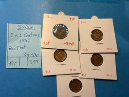 SUISSE : 5 X 1 CENTIME 1940 - Bon état
