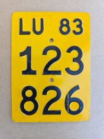 Velonummer LU 83 gelb Mofanummer Mofaschild Plaque Mofa