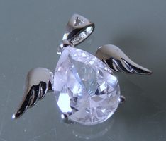 Rhodinierter Silber 925 geflügelter Anhänger 23 mm