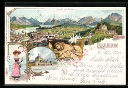Litho Luzern, Ortsansicht vom Gütsch, B