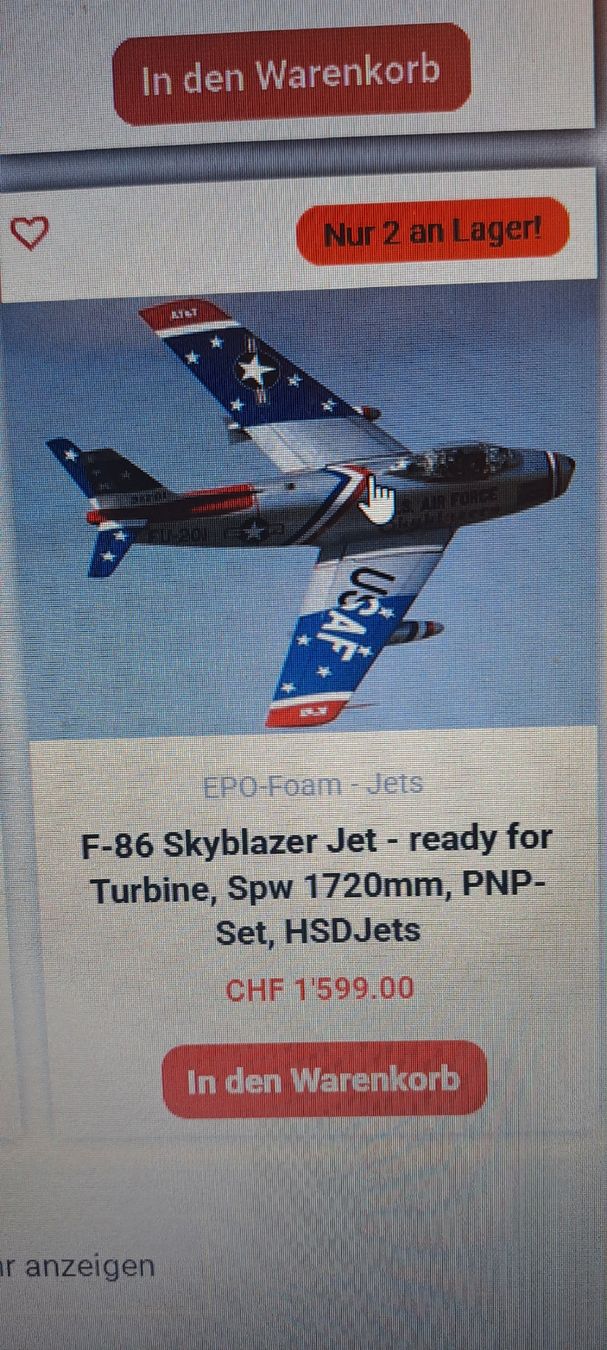 Modellismo RC: Neu und Originalverpackt.F86 Turbinenjet. – Nuovo e nell'imballaggio originale da oftringen venduto da Amphei 7