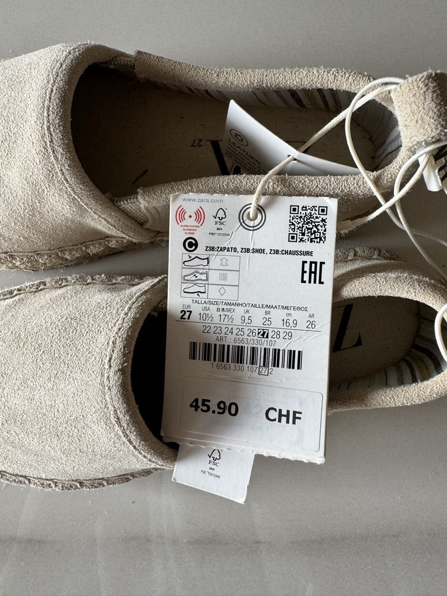 Zara Scarpe da uomo: Zara Espadrilles Gr. 27 Neu mit Etikett – Nuovo e nell'imballaggio originale da Zürich venduto da ERueff 2