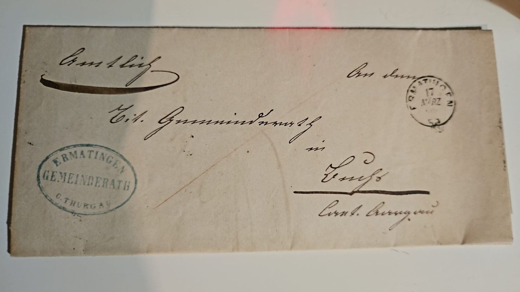 Tutti i francobolli: 002. VORPHILABRIEF (ERMATINGEN 1869) – Usato da Oud-Turnhout venduto da Frankaturware
