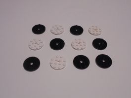LEGO - 12 - SCHWARZE - WEISSE - RUNDSTEINE