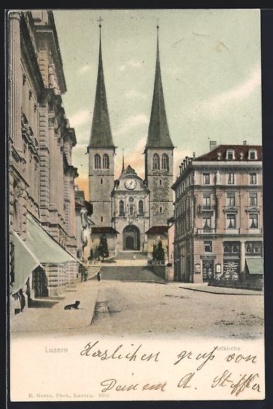 Cartoline postali: AK Luzern, Hofkirche, 1907 – Usato da Berlin venduto da bartko-reher