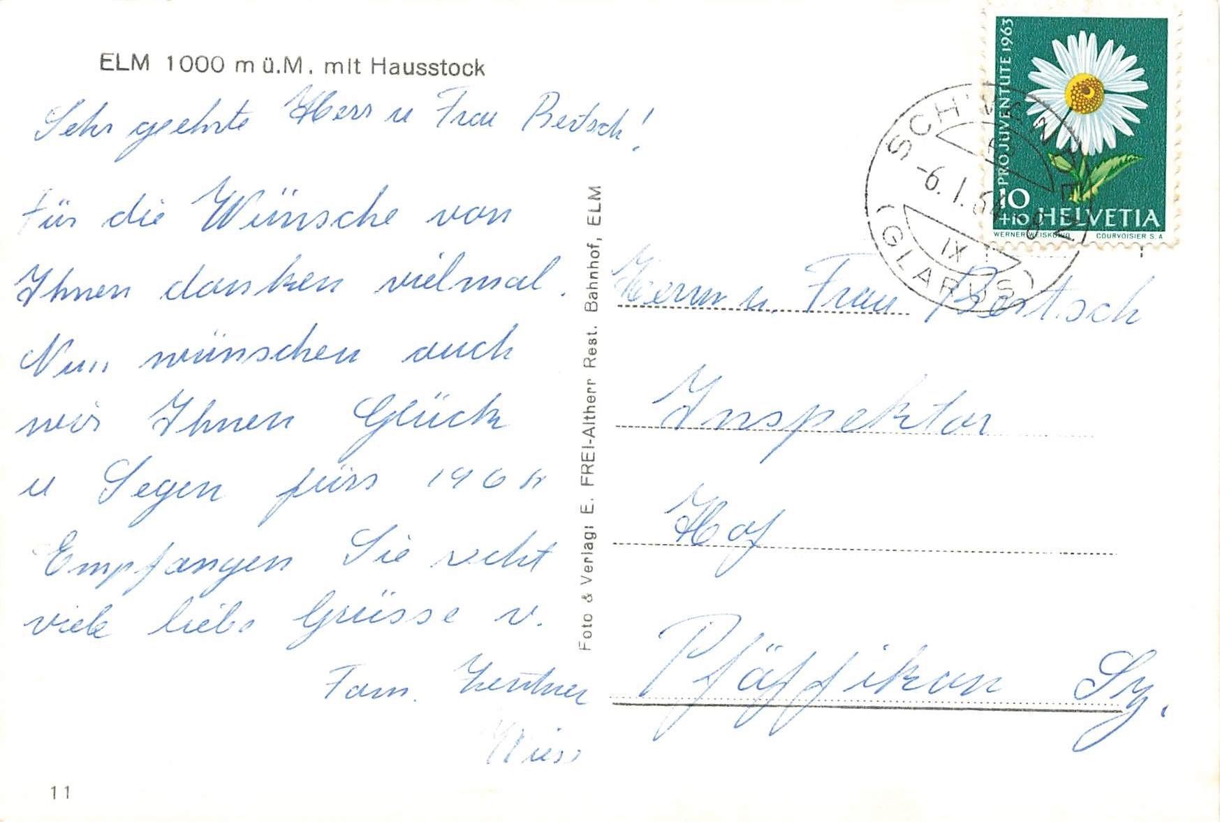 Cartoline postali: Elm Mit Hausstock G – Usato da Biasca venduto da Blenio71 1