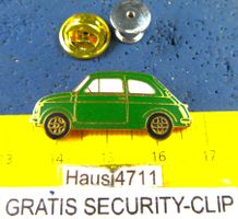 FIAT 500 GREEN AUTO PIN ENAMEL MIT SECUTIY-CLIP