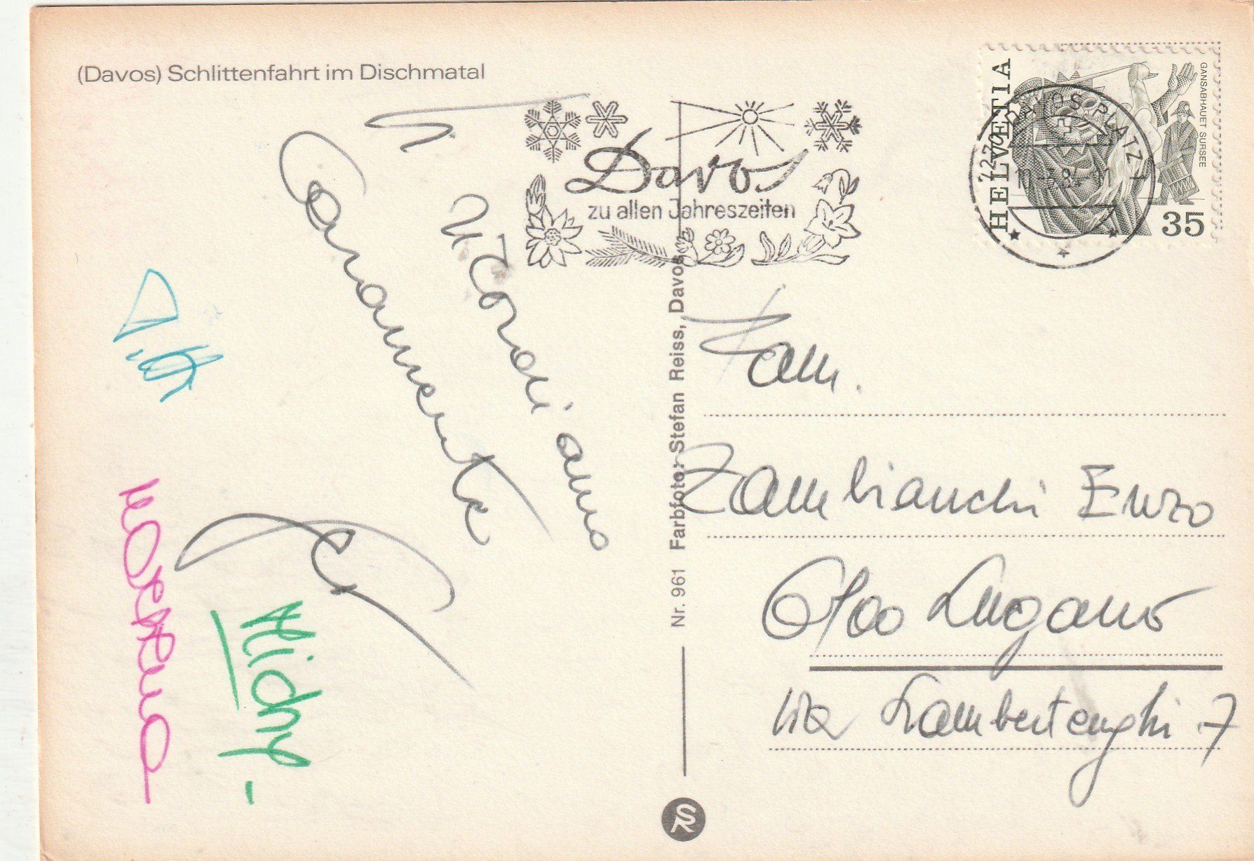 Cartoline postali: Davos Schlittenfahrt – Usato da Lumbrein venduto da made02 1