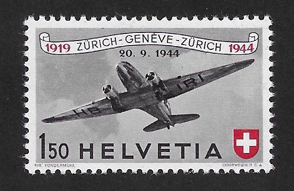 Tutti i francobolli: 1944: Flugpost Duglas-DC3 Nr.F40 ** – Usato da Walperswil venduto da Tcheidi