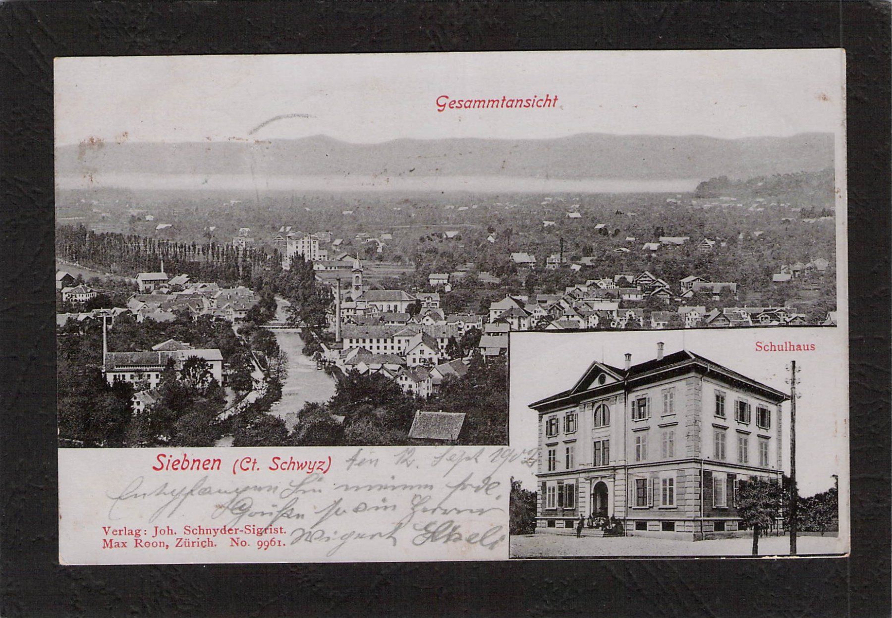 Ansichtskarten: Siebnen SZ , Schulhaus , gel. 1902 – Gebraucht aus Reichenburg von Pipo-67