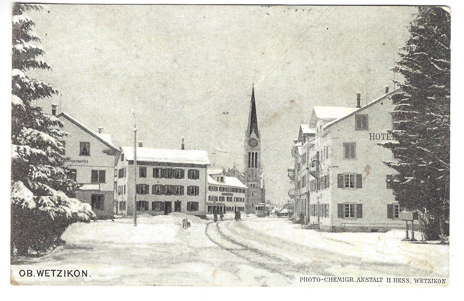 Cartoline postali: Historische Ansichtskarte Ob. Wetzikon Winter 1911 Krone – Usato da Frauenfeld venduto da Astra13