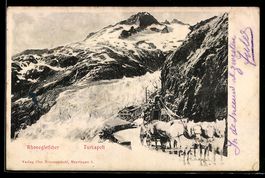 AK Postkutsche am Rhonegletscher, 1908