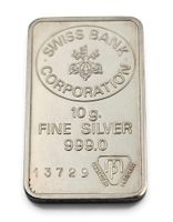 Swiss Bank Corp. Silberbarren 10 g Feinsilber 999 nummeriert