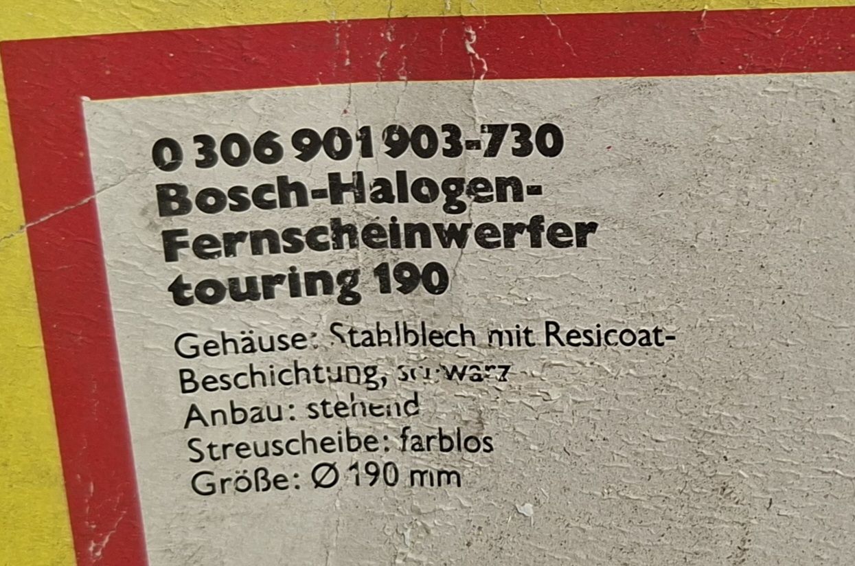 Bosch Scheinwerfer: Bosch Halogen Fernscheinwerfer touring 190 neu – Neu und originalverpackt aus Aadorf von classicpower02 4