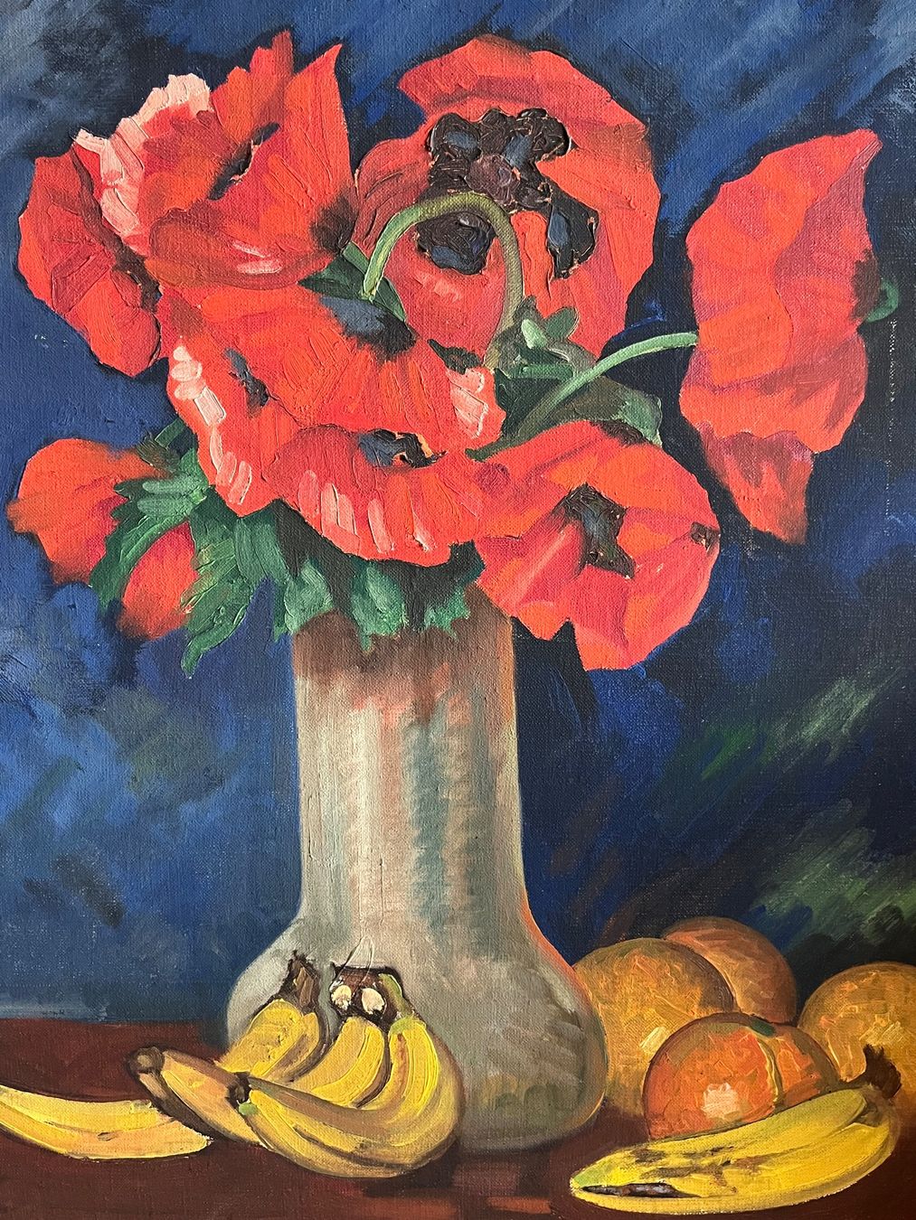 Dipinti: Atemberaubendes Stillleben-Ölgemälde Mit Roten Blumen! – Usato da Basel venduto da Kaffee_und_Kunst 2