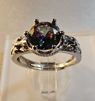 Eleganter offener Ring mit mystischem Topas, 925 versilbert