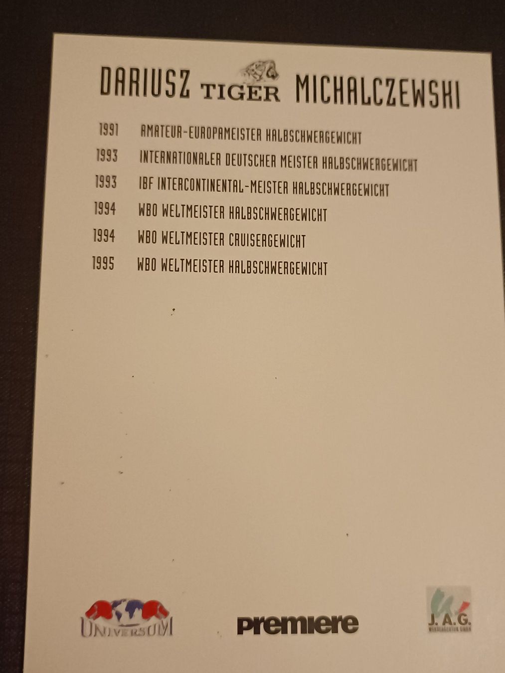 Autogramme: Dariusz Tiger Michalczewski - Handsigniert – Gebraucht aus Menziken von Artographs 1
