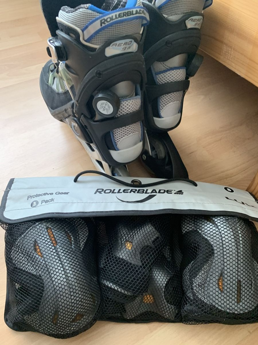 Pattini in linea & Pattini a rotelle: Rollerblade Aero 9W Inlineskates Gr. 40.5 + Schoner – Usato da Zürich venduto da RoNa0701