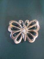 Brosche Schmetterling mit Perle Vintage Modeschmuck
