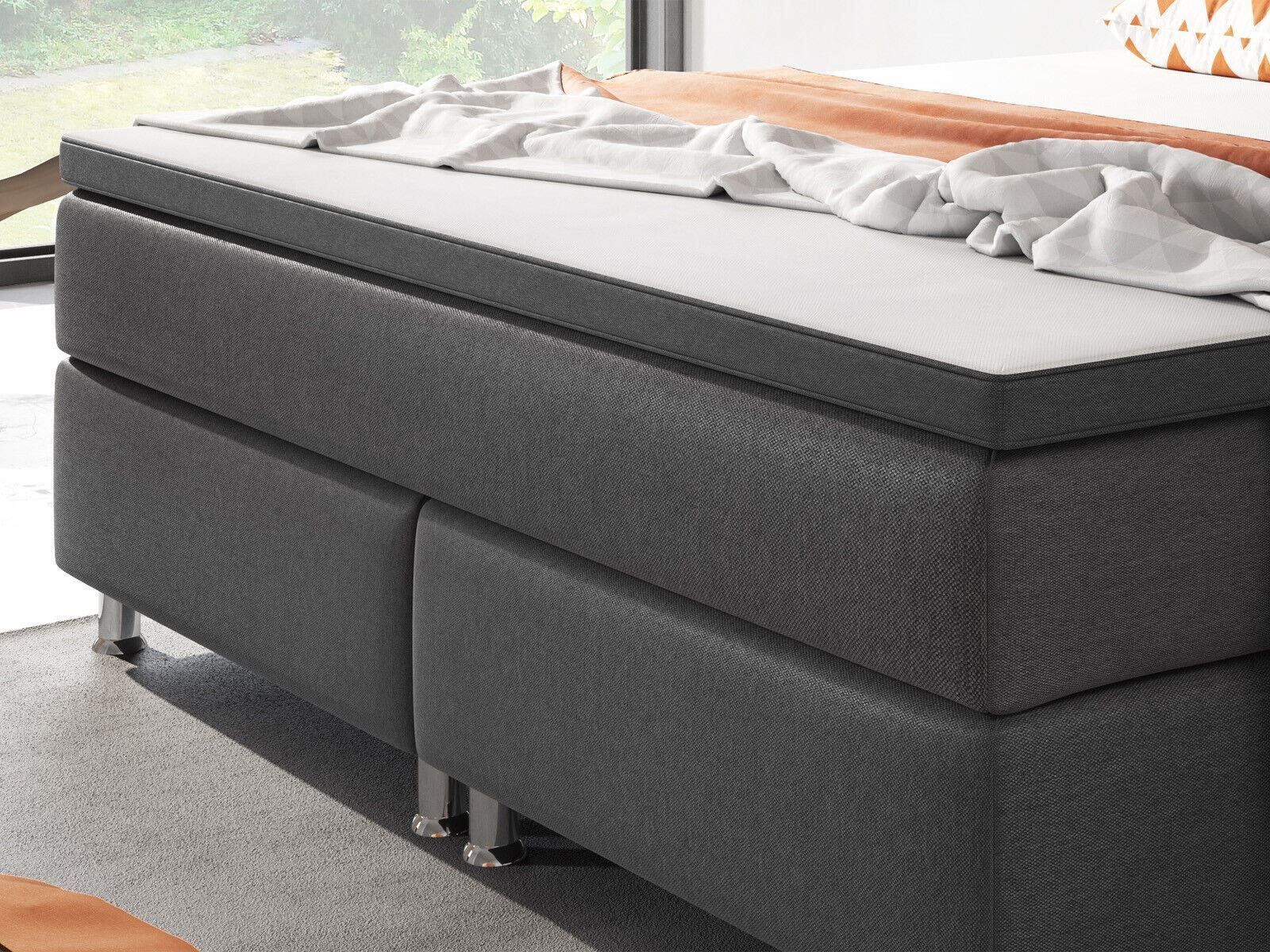 Letti: Boxspringbett 180x200 Anthrazit Doppelbett Bett Hotelbett – Nuovo e nell'imballaggio originale da Wallenwil venduto da toesstal-vertrieb 4