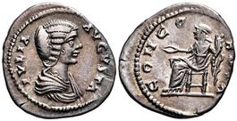 JULIA DOMNA AR Denarius (196-202 AD). Iridescent toning.