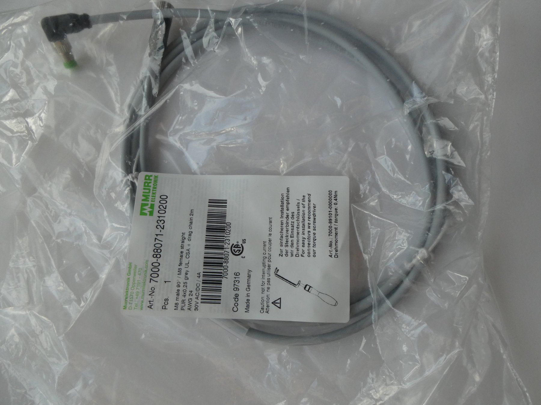Componenti elettronici: MURR Verbindungsleitung M8 4Pol. – Nuovo e nell'imballaggio originale da Fulenbach venduto da Hach0 3
